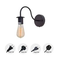 Wholesale Wall Lamp Simple Single Socket Industrial Loft Style WallLamp Shade Sconce Plug in Button Switch Cord Lighting Black Bulb NOT Included