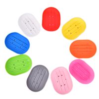 Wholesale 1PCS Silicone Soap Dishes Anti skidding Oval Holder Travel Plate Tray Leaking Mould Proof Rack Kitchen Bathroom Soapbox