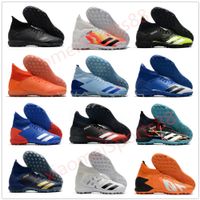 Wholesale hot Mens High Ankle Boots Soccer Shoes Predator Mutator TF Indoor Leather Laceless Trainers Turf Socks Football Cleats US