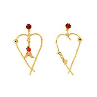 Wholesale Stud Heart Shaped Asymmetrical Earrings With Enamel Glaze Eiffel Tower Jewelry For Woman Trend