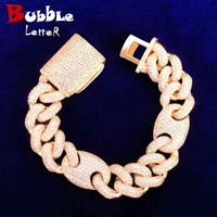 Wholesale 18mm Miami Cuban Bracelet Chain Men s Hip Hop Link Solid Back Copper Full Zircon Fashion Rock Jewelry
