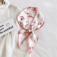Wholesale Scarves Long Ribbon Hair Tie Band Fruit Print Silk Scarf Headband Female Shawls And Wraps Small Neck DIY Headscarf Handle