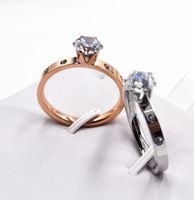 Wholesale Wedding Rings Six Prong Setting Ring For Women Titanium Steel Sliver Color Bridal Drop Shopping