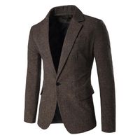 Wholesale Men s Blazer Jacket Herringbone Sport Coat Smart Formal Dinner Cotton Suits Slim Fit One Button Notch Lapel Casual Coffee Blazers