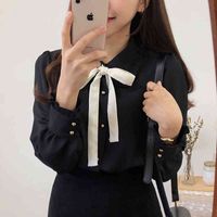 Wholesale Women s Blouses Shirts Lace black female shirt sleeve long button chiffon blouse red wine women s clothes butterfly blouses white tops UIIH