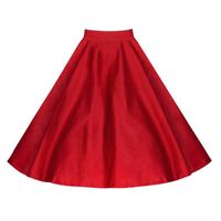 Wholesale Skirts Ly Women Retro Vintage A Line Knee length Skirt Swing Flared Pleated Skater Mid VK ING