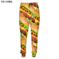 Wholesale Men s Pants YX Girl d Food Sweat Mens Hamburger Pizza Meat French Fries Sweatpants Men Track Fitness joggers Hip Hop Streetwear CBEN