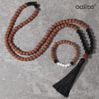 Wholesale 8mm Natural Rudraksha Mala Beads Jewelry Meditation Black Onyx Necklace Bodhi And Tridacna Stone Bracelet Pendant Necklaces