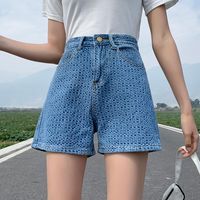 Wholesale Knitted Denim Wide Legged Fashion Zevity Basic High Waist Summer Women S Casual Cycling Clothing Sports Fitness Shorts
