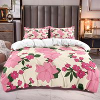 Wholesale Bedding Sets Floral Duvet Cover Pink Flowers Comforter For Kids Girls Teens Microfiber Quilt Zipper Closure