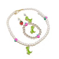 Wholesale South Korea Dongdamen with a Elegant Necklace Bracelet Earrings Lovely Dinosaur Transparent Peas Strawberry Clavicle Chain