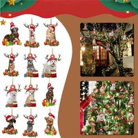 Wholesale Christmas Decorations Year PC Pendant Wooden Dog Drop Ornament Xmas Tree Puppy For Home Navidad