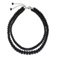 Wholesale Synthetic black agate necklace men s multi layer multi strand winding bead chain bracelet