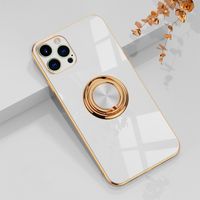 Wholesale Gold Electroplating Frame Cell Phone Cases Luxury Magnetic Cover With Metal Ring Holder Stand For iPhone Pro Max X XR XS s Plus