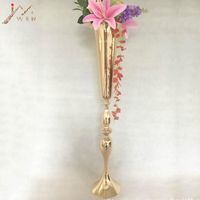 Wholesale Candle Holders Cm quot Flower Vase Wedding Table Centerpiece Event Road Lead Gold Metal Vases Party Decoration