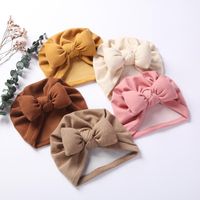 Wholesale Hair Accessories Soft Fabric Knot Bow Baby Turban Hat For Autumn Winter Bowknot Beanie Caps Warm Shower GIft Po Props