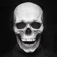 Wholesale Full Head Skull Mask Skeleton Mask Movable Mouth Halloween Costume Horror Evil Latex Rubber Full Head Mask Cosplay Prop Gift