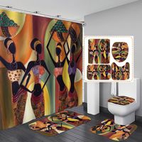 Wholesale 4Pcs Set Exotic Style Shower Curtain Carpet Bathroom Waterproof Curtains Toilet Seat Cushion Slip Rug
