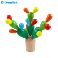 Wholesale New Colorful DIY Wood Building Blocks Kids Montessori Educational Wooden Toys for Children Letter Cactus Shape Baby Learning Toy A0511