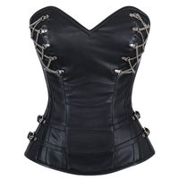 Wholesale Womens Underwear Bustiers Corsets Faux PU Leather Overbust Corset Steampunk Black Top Gothic Sexy Lingerie Trainer Body Shaper Waist Cincher