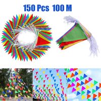 Wholesale 150 Colorful Pennant Flags Triangle Bunting M Multicolor Banner Festival Outdoor Opening Wedding Party Celebration Decor