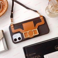 Wholesale Famous Letter Flower Card Slot Phone Cases for iPhone Mini pro Pro X Xs Max Xr Plus PU Leather Skin Case Shoulder Strap Cross Body Cover