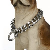 Wholesale 15mm Stainless Steel Dog Chain Metal Training Pet Collars Thickness Gold Silver Slip Dogs Collar for Large Dogs Pitbull Bulldog V2