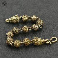 Wholesale Vintage Copper Buddhism Mantra Beads Chains Dragon Head Bracelets Brass Rosary Bangles Fashion Hip hop Men Wome Bracelet Jewelry