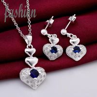 Wholesale Earrings Necklace Design Silver Plated Jewerly Set Inlaid Stone Women s Jewelry Bridal Party Sets SMTS772 Rings