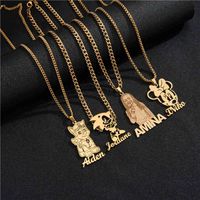 Wholesale Kids Nameplate Jewelry Stainls Steel Personalised Any Dign Letter Necklace Pendants Custom Name Cartoon Character Necklac