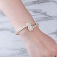 Wholesale Luxury Iced Out Square Cz Diamond Baguette Bracelet Cuban Link Chain C Cuff Bracelets Bangl Gift Jewelry