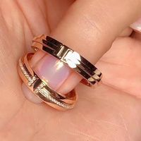 Wholesale Ring t Family New Double Sterling Silver Wide Version Narrow Full Diamond Free Pair Rose Gold