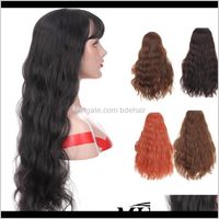 Wholesale Synthetic Products Drop Delivery Mumupi Orange Color Brown Black Long Water Wave Curly Hairstyle For Women Blond Girl Cosplay Fake Hair