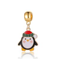 Wholesale Fits Pandora Bracelets Red Enamel Christmas Hat Penguin Dangle Pendant Charms Beads Silver Charms Bead For Women Diy European Necklace Jewelry