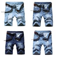 Wholesale fashion arrivals men denim shorts Distress Ripped Destroyed blue short jeans mans trousers ST313