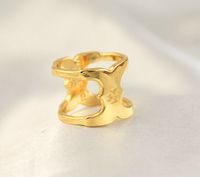 Wholesale Fashion Cluster Rings For women girl Brand Better Sale Size7 Real Gold Plated Brand Cocktail Ring Letter