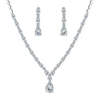 Wholesale Earrings Necklace WEIMANJINGDIAN Brand Teardrop Cubic Zirconia CZ Crystal Tennis And Earring Wedding Bridal Bridesmaid Jewelry Set