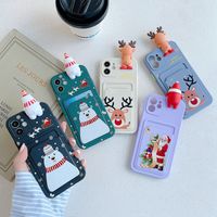Wholesale Xmas Card ID Pocket Cases For iphone Pro XS MAX XR X Plus Phone12 Soft Silicone Merry Christmas Gift Santa Claus Cute D Hat Snow Snowman Deer Back Phone Cover