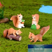 Wholesale 4Pcs Cute Mini Squirrel Animal Miniature Figurines Fairy Garden Ornaments Terrarium Decoration Accessories Resin Craft Supplies