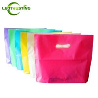 Wholesale 50pcs Color Beauty Plastic Shopping Bags with Handle Personal General Boutique Clothes Shoes Gift Packaging Pouches