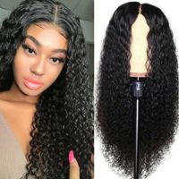 Wholesale Synthetic Wigs Black Long Curly Hair U Lace Middle Part Heat Resistant Glueless Kinky Afro For Women inch