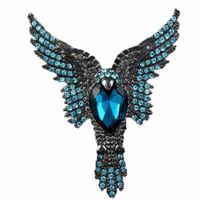 Wholesale Vintage eagle shape blue rhinestone flying owl pin fashion men Fantasy Legend brooch decorative
