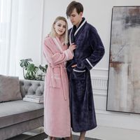 Wholesale Women s Sleepwear Women And Men Coral Fleece Nightwear Kimono Robe Winter Warm Bathrobe Gown Intimate Lingerie Long Couple