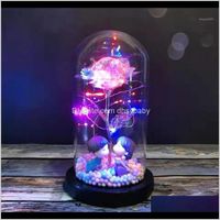 Wholesale Decorative Flowers Wreaths Festive Party Supplies Home Garden Drop Delivery Led Gold Foil Light Clear Glass Dome Black Base Lampshade