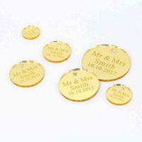 Wholesale 50 Personalized Engraved Round Tag With Hole Custom Circular Label Ribbon Decor Rustic Wedding Tags Christening Party Favors