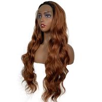 Wholesale T color pre lace wig women European and American fashion leisure dyeing gradient black and brown long straight hair chemical fiber cover
