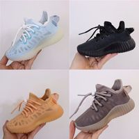 Wholesale Action Top Infants Toddlers Wests Ice silk Mono Pack Light Mist Running Shoe Kids Kanyes Sport Sneakers Triple Black Boys Girls Trainers with box