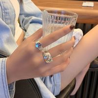 Wholesale Korean Personality Simple Forest Ring Light Plate Love Index Finger Small Crowd Net Red Thai Silver Heart JPQ7