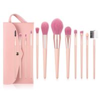 Wholesale Makeup Brushes Set Pink Handle Soft Nylon Bristles Kabuki cosmetics Brush Match for Cherry Colors Eyeshadow Palette Eyeliner Blush