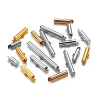 Wholesale 30 Crimp End Beads Beading Slide On End Clasp Buckles Tubes Slider End Caps Connectors For DIY Jewelry Making Accessories